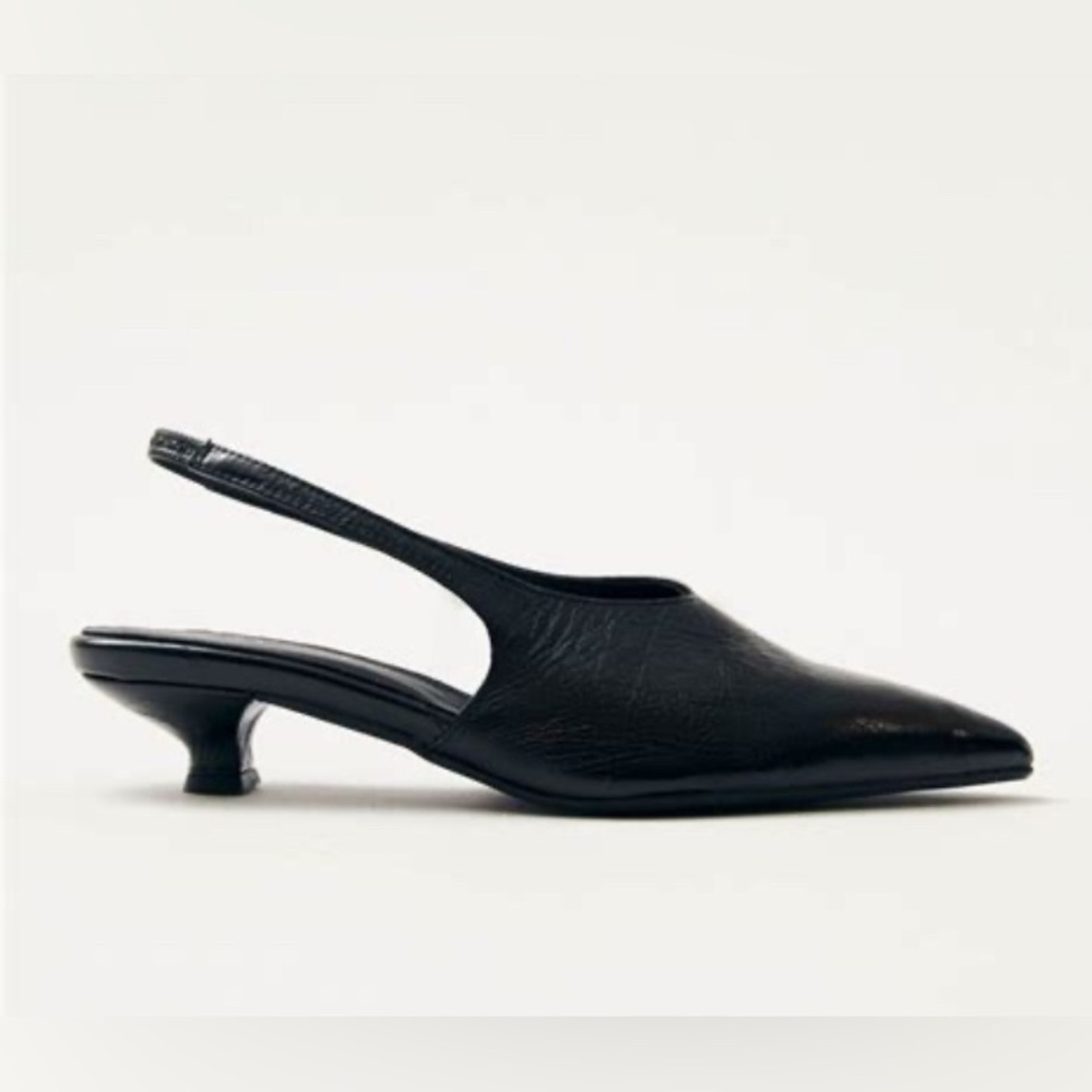 Alohas Eros Black Leather Slingback Pumps - Picture 4 of 5